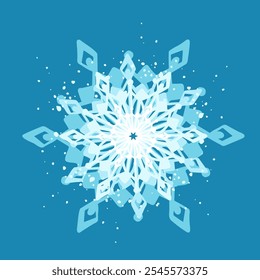 Decorative blue snowflake,festive elements for christmas,new year.Vector graphics.