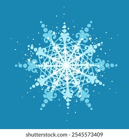 Decorative blue snowflake,festive elements for christmas,new year.Vector graphics.