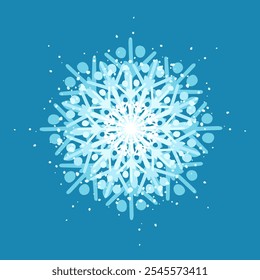 Decorative blue snowflake,festive elements for christmas,new year.Vector graphics.
