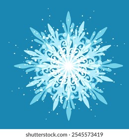 Copo de nieve azul decorativo, Elementos festivos para Navidad, año nuevo. Gráficos de Vector.