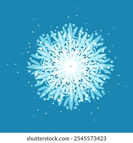 Copo de nieve azul decorativo, Elementos festivos para Navidad, año nuevo. Gráficos de Vector.