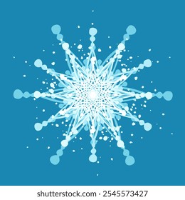 Copo de nieve azul decorativo, Elementos festivos para Navidad, año nuevo. Gráficos de Vector.