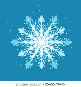 Decorative blue snowflake,festive elements for christmas,new year.Vector graphics.