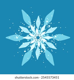 Copo de nieve azul decorativo, Elementos festivos para Navidad, año nuevo. Gráficos de Vector.