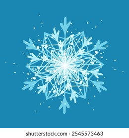 Floco de neve azul decorativo, elementos festivos para o Natal, gráficos new year.Vetor.