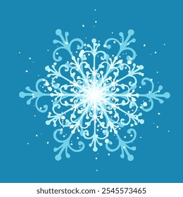 Decorative blue snowflake,festive elements for christmas,new year.Vector graphics.