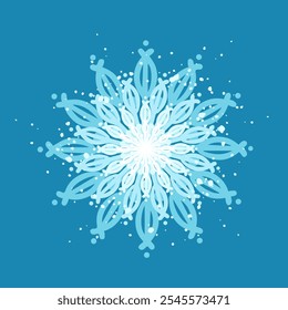Copo de nieve azul decorativo, Elementos festivos para Navidad, año nuevo. Gráficos de Vector.