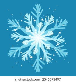 Copo de nieve azul decorativo, Elementos festivos para Navidad, año nuevo. Gráficos de Vector.