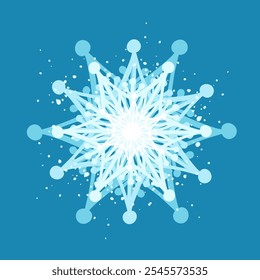 Floco de neve azul decorativo, elementos festivos para o Natal, gráficos new year.Vetor.
