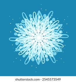 Copo de nieve azul decorativo, Elementos festivos para Navidad, año nuevo. Gráficos de Vector.