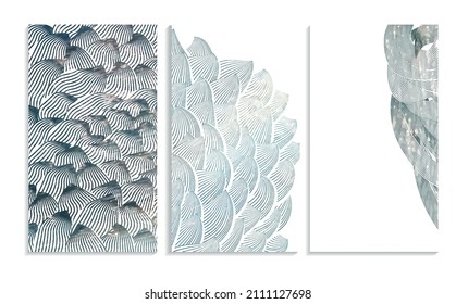 decorative blue  textured vector background template set