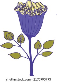 Decorative bluebell flower of blue color. Vector file for designs.