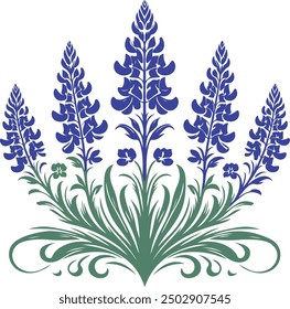 Decorative Bluebonnet Symbol, Texas State Flag Background