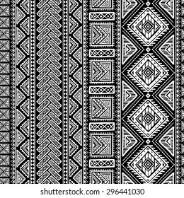 Decorative Boho Ancient Hand Drawn Ethnic Seamless Pattern