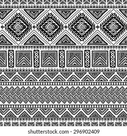 Decorative Boho Ancient Hand Drawn Ethnic Seamless Pattern