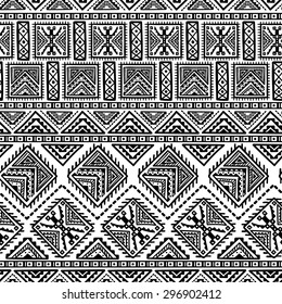 Decorative Boho Ancient Hand Drawn Ethnic Seamless Pattern