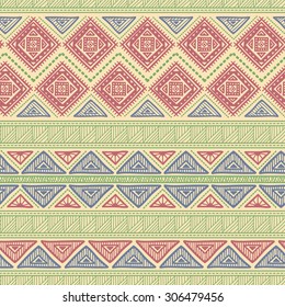 Decorative Boho Ancient Hand Drawn Ethnic Seamless Pattern