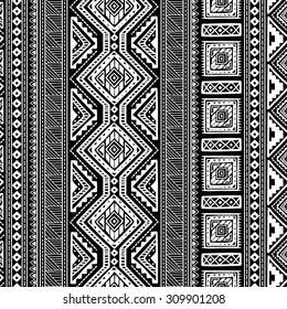 Decorative Boho Ancient Hand Drawn Ethnic Seamless Pattern