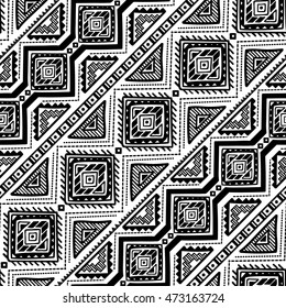 Decorative Boho Ancient Hand Drawn Ethnic Seamless Pattern