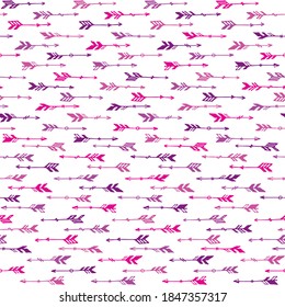 Decorative boho arrows graphic seamless ornament. Ethnic navajo design. Native american motive. Valentine arrows isolated. Boys room wallpaper pattern. Hunting symbols.