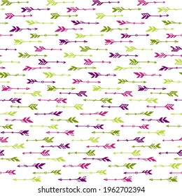 Decorative boho arrows graphic seamless pattern. Ethnic scandinavian design. Native american theme. Boho arrows illustration. Kids room wallpaper pattern. Hunting symbols.