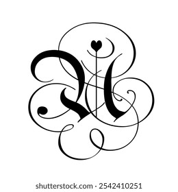 Decorative bold alphabet letter U.