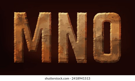 Decorative bold rusty letters. Vector illustration.