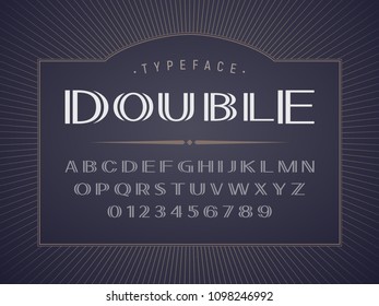 Decorative bold san serif font on dark background. Eps8. RGB Global colors