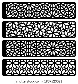 Decorative bookmarks geometric templates. Paper cut set on white background