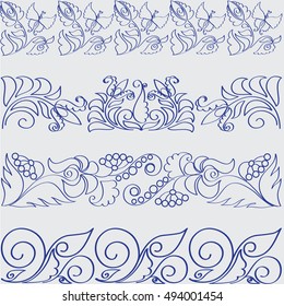 Decorative border Abstract ornament. 4 vector border design