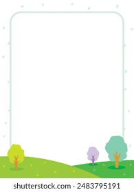 Decorative border background illustration of trees on the hill