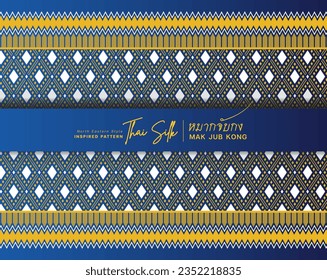 Decorative border background. Inspired by "Mak Jub Kong", a North Eastern Thai style (Isaan) silk pattern. Colored in Royal Blue and Gold