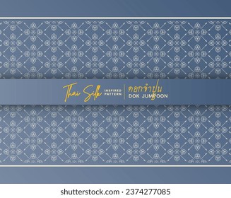 Decorative border background. Inspired by "Dok Jampoon", a Southen Thai style silk pattern. Colored in Blueish Grey and White