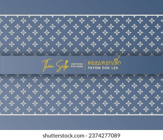 Decorative border background. Inspired by "Payom Doklek", a Southen Thai style silk pattern. Colored in Blueish Grey and White
