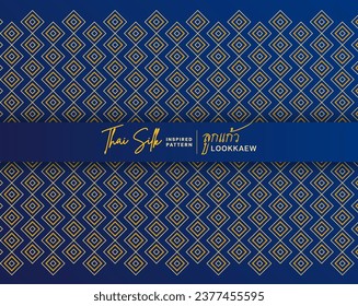 Fondo de borde decorativo. Inspirado en el "Lookkaew", un estilo tailandés de seda. Colorido en azul marino y oro