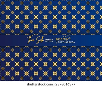Decorative border background. Inspired by "Puttharaksa", a Thai style silk pattern. Colored in Navy and Gold