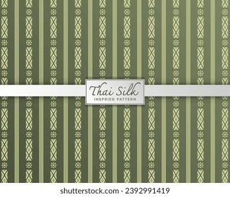 Decorative border background. Inspired by "Dok Kaew Ka Pia", a North Eastern Thai style (Isaan) silk pattern. Color in Traditional Green.