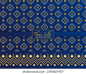 Decorative border background. Inspired by "Dok Daw Rueng", a North Eastern Thai style (Isaan) silk pattern. Colored in Navy Blue and Gold.