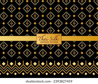 Decorative border background. Inspired by "Dok Daw Rueng", a North Eastern Thai style (Isaan) silk pattern. Colored in Black and Gold.