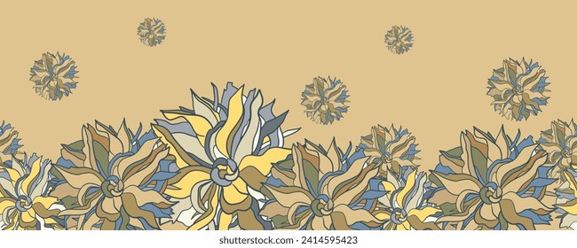 A decorative border of branches is highlighted on a white background. A pattern of leaves. Vector illustration. For nature, eco and design. Hand-drawn plants, a frame for a postcard.