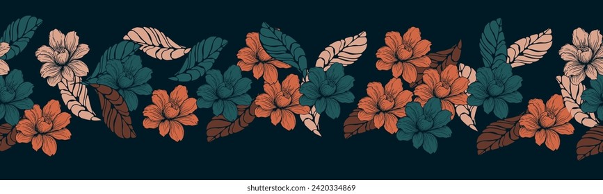 En un fondo blanco se resalta un borde decorativo de ramas. Un patrón de hojas. Ilustración vectorial. Por la naturaleza, el medio ambiente y el diseño. Plantas dibujadas a mano, marco para una postal.