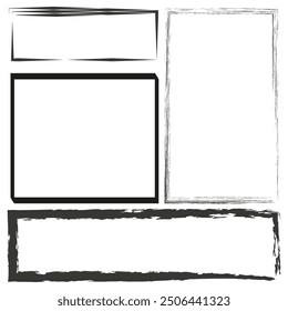 Decorative border collection. Rectangular frames variety. Hand-drawn frame styles. Vector set.