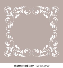 The decorative border. Creative vintage frame. Design for cards, letters and greetings. Lace ornament. Retro background.