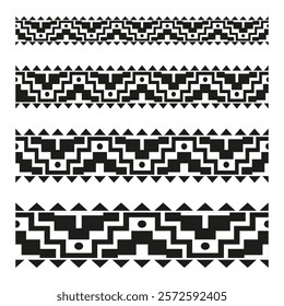 Decorative border design. Abstract black lines. Geometric vector stripes. Repeating artistic pattern.