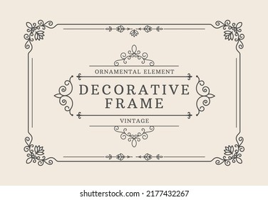 Decorative border. Elegant frame with ornamental flourish corners and elegant shapes, vintage classic luxury diploma. Vector certificate with royal graphic. Illustration of border vintage banner