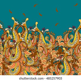 Decorative border of an element. Abstract invitation card. The wave of a template projects for the card. Indian ornament, east style