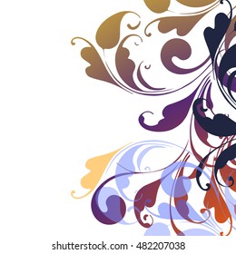 Decorative border. Floral pattern of flowers and leaves. Fashion background. 