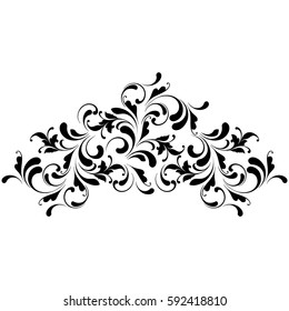 Decorative border. Floral pattern. Swirls and flowers.