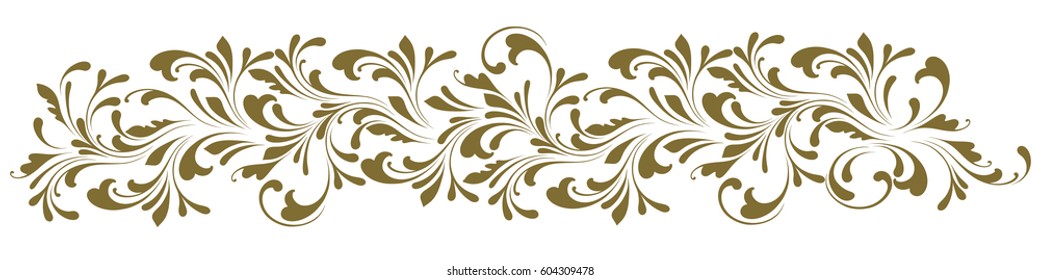 Decorative border. Floral swirls and flowers. Henna tattoo.