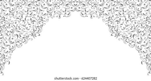 Decorative border. Floral swirls and flowers.